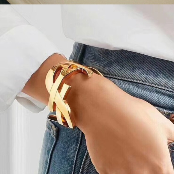 YSL Bracelet Cassandre Gold Plated Bangle Bracelet - Picture 1 of 5